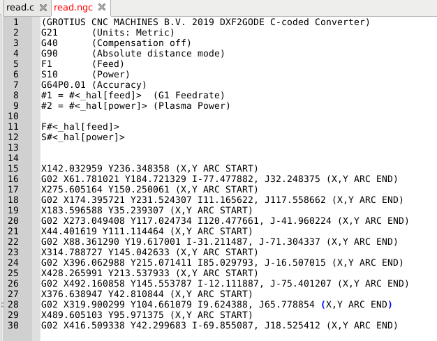 The illustration of G-code file format.