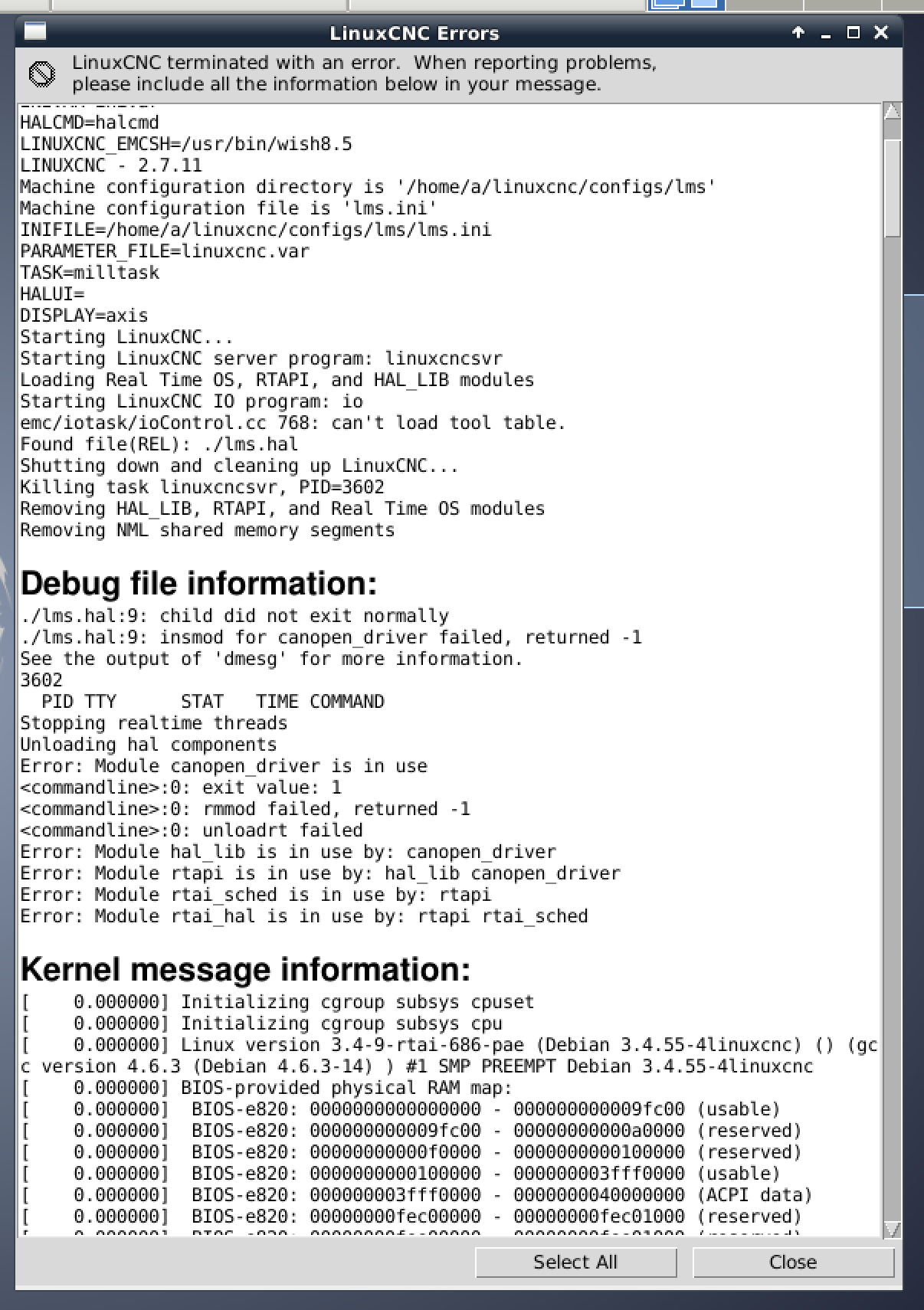 Error Amp Quot Insmod For Driver Failed Returned 1 Amp Quot Linuxcnc